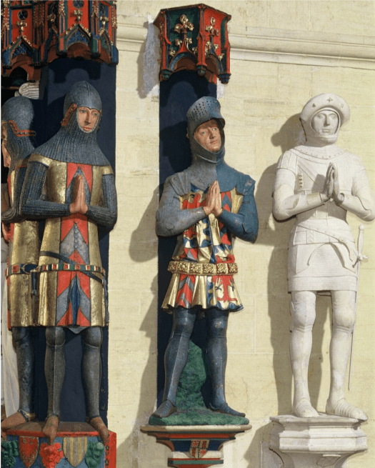 Conrad de Fribourg (au milieu des trois chevaliers), petit-fils du Comte Louis et futur Comte