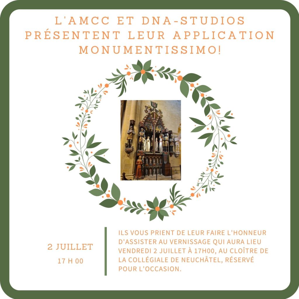 Carton d'invitation au vernissage de l'application Monumentissimo!